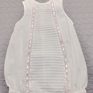 Bubble romper with pink Ribbon detail